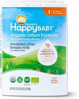 - Happy Baby Organics Stage 1 Infant Formula, 0 12 Months, Milk Based Organic Baby Formula Powder with Iron, Probiotics & Prebiotics for Immune & Digestive Support, 22.9 Ounce (Pack of 1)