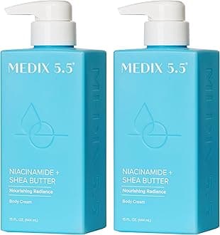 MEDIX Fragrance Free Niacinamide Face Moisturizer + Shea Butter Cream For Face & Body Lotion | Anti Aging Skin Care Firming Cream For Wrinkles, Dark Spots, Large Pores, 15 Fl Oz, 2-Pack