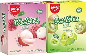Peelerz Lychee & Kiwi Gummy Candy, Peelable Fruit-Shaped Candy, 8.47oz Box with 10 Individual Packs – Fun Peeling Gummy Snack Made with Real Juice (2-Box Bundle)