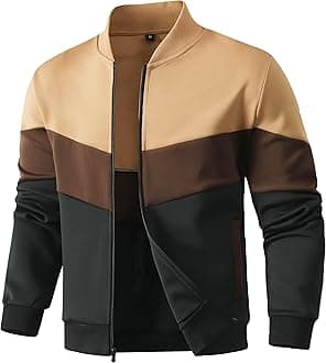 HYPESTFIT Mens Lightweight Jacket Casual Bomber Jacket Color Block Varsity Coat