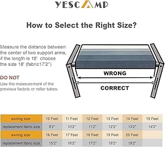 YESCAMP Manual RV Awning Complete Kit Retractable Camper Awning for RV or Trailers RV Roll Out Awning for Camper or 5th Wheel,Travel Trailers,Toy Haulers,Motohome(17Ft,White Frame,Blue Stripe)