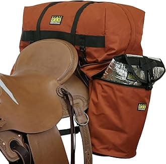 TrailMax Large Saddlebags for Trail Riding; Insulated Saddle Bags for Horses with Detachable Cantle Bag; Saddle Bag & Cantle Bag Set; Saddle Bags for Western & Endurance Saddles; Rust
