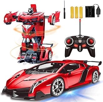 Remote Control Car - Transform Robot Toys for Boys Teens, Rechargeable RC Car with Lights, 2.4Ghz RC Car 1:18 Rechargeable 360° Rotating Race Transform Car Birthday Christmas Gifts for Kids