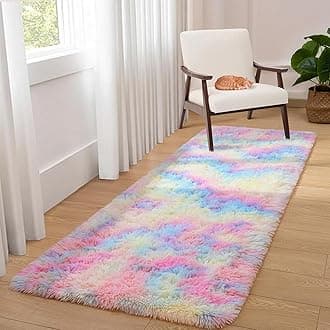 Aspire Homeware Rugs Living Room - Area Rugs Rainbow (80x300cm) for Bedroom Anti Slip - Modern Super Soft Thick Pile Fluffy Shaggy Rug Non Shedding
