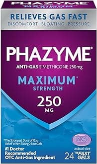 Maximum* Strength Anti-Gas 250 mg Simethicone Gas Relief for Adults, Fast Gels Quickly Ease Bloating, Pressure & Discomfort, 24 Count