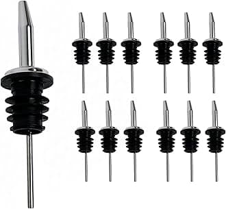 285-50 Chrome Tapered Pourer Dispenser, Spouts Liquor Bottle Pourer with Poly-Cork, Black/Silver, 12 Units