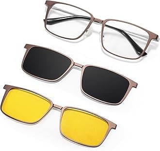 Magnetic Clip On Polarized Sunglasses for Men Retro Square Night Driving Al-Mg Glasses UV Protection