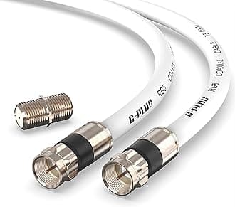 G-PLUG 50FT RG6 Coaxial Cable Connectors Set - High-Speed Internet, Broadband and Digital TV Aerial, Satellite Sky Cable Extension- Weather-Sealed Double Rubber O-Ring and Compression Connectors White