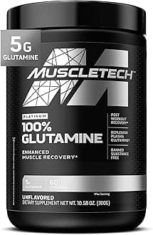 Glutamine Powder | 100% Pure L Glutamine Powder | Post Workout Recovery Drink | L-Glutamine Powder for Men & Women | Muscle Recovery | Unflavored (60 Servings)