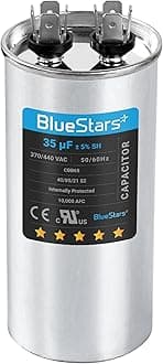 [UL Certified] BlueStars 35 uF MFD ± 5% 370-440 VAC Volt Multi-Purpose Motor Run Round Capacitor - Compatible for AC Motor Run or Fan Start or Condenser Straight