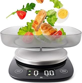 Greater Goods Digital Food Scale with Bowl, 11lb to 5kg Capacity, Grams and Ounces, Tare Function, 4 Units for Baking, Meal Prep, Weight Loss, Stainless Steel