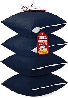 Utopia Bedding 4 Pack Waterproof Throw Pillow Protectors with Zipper 26 x 26 Inches (Navy), Bed Bug Proof Pillow Case Covers, Moisture Wicking Pillow Encasements