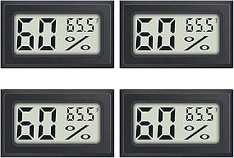 DWEPTU 4-Pack Mini Digital Thermometer Hygrometer Indoor Humidity Monitor Temperature Humidity Gauge Meter with Fahrenheit (℉) for Humidors, Greenhouse, Garden, Cellar, Closet, Fridge Etc
