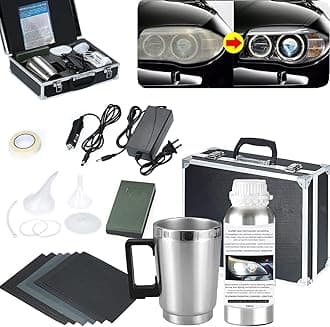 Car Headlight Restoration Kit, Auto Headlight Lens Polish Repair Kit Atomizing Cup Headlight Vapor Renovation Tool with 200ml Liquid for Repair of Scratch,Yellowed, Haze, Oxidized, Cracked Headlights