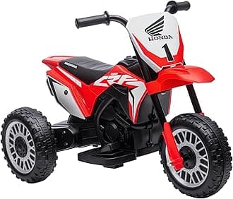HOMCOM Honda Licensed 6V Kids Electric Motorbike, Three Wheel Ride On Motorcycle Car with Horn, Sound, for Ages 18-36 Months - Red