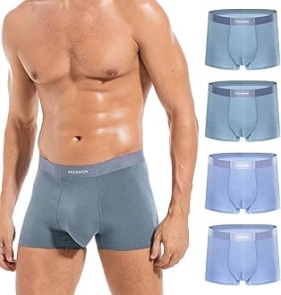 Men's Modal Boxer Briefs Seamless Underwear Microfiber Comfortable Soft 4-Pack With Gift Box
