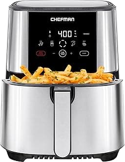 TurboTouch Air Fryer, The Most Compact And Healthy Way To Cook Oil-Free, One-Touch Digital Controls And Shake Reminder For The Perfect Crispy And Low-Calorie Finish