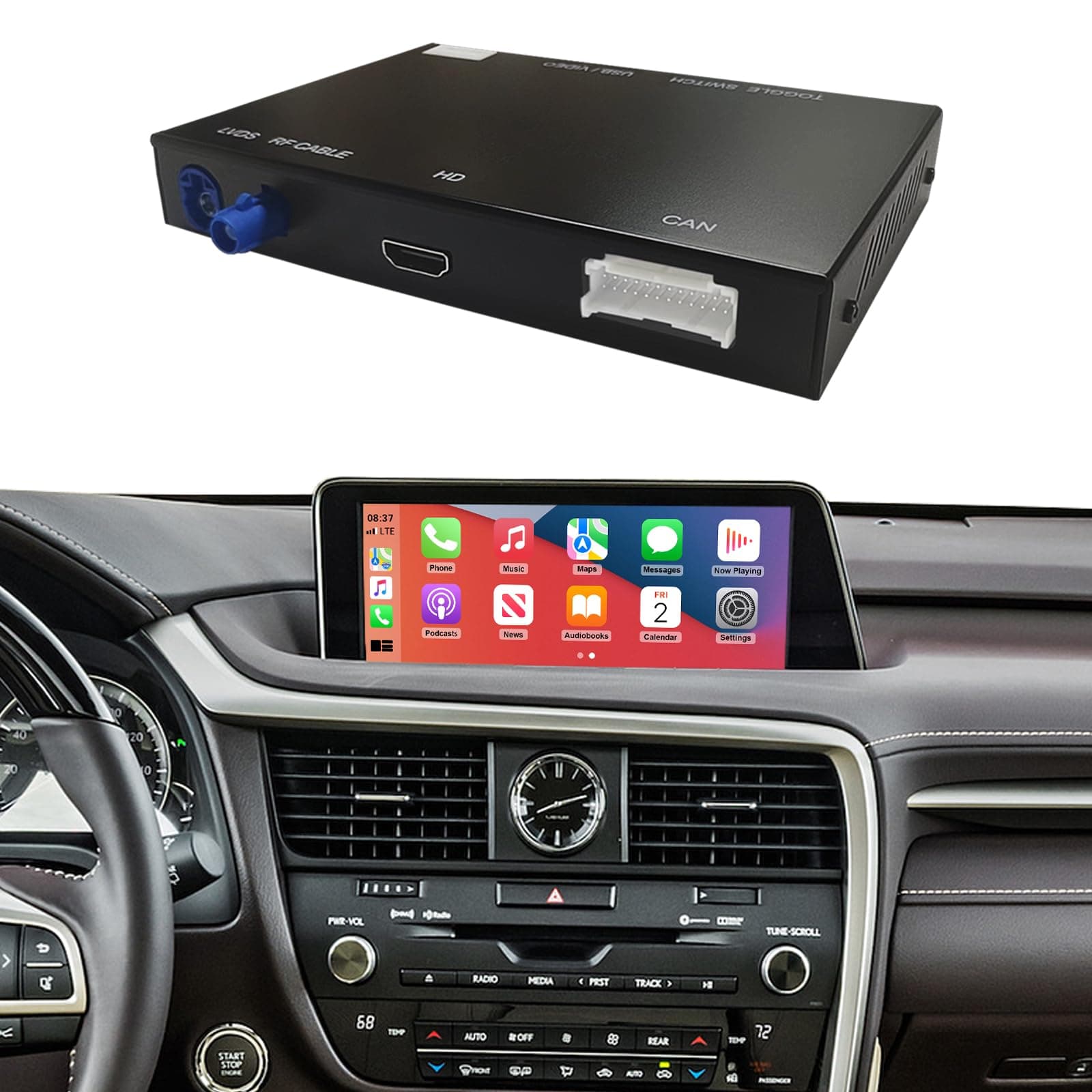 NINETOM Wireless CarPlay Retrofit Kit Decoder Compatible with Lexus RX/NX/ES/UX/LS/LX/RC/LC/GS/is (2014–2019), for Premium Factory System, Supports Android Auto, Mirror Link, Reverse Camera