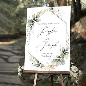 Personalized Greenery Wedding Welcome Sign, Welcome To Our Wedding Sign, Welcome Sign Front Door, Customizable Elegant Welcome Sign, Wedding Decorations For Ceremony, Gold Welcome Sign
