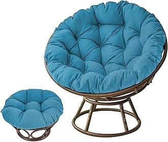 AHSBND Large Round Papasan Chair Cushion, Thick Outdoor Rocking Chair Cushion, Rattan Hanging Basket Cushion, Egg Nest Replacement Pad(Blau,100 * 100cm)