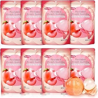 Christmas Peelable Gummy Peach Candy – Individually Wrapped Tropical Peeling Gummies Variety Pack, Low Sugar & Low Calorie, Perfect Stocking Stuffers & Christmas Gifts, Resealable Snacks (Pack of 8, 25.4oz, Peach)