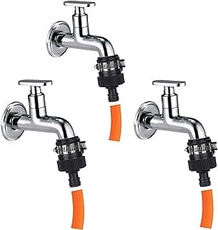 Garbnoire Heavy Duty Hose Pipe Fitting Standard Size 1/2 Inch Tap Connector for Garden Water Pipe&Car,Bike Washing Accessories|Universal Adjustable Adapter Suitable Connecting Hose Pipe(Pack of 3)