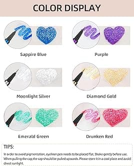 Gold Silver Glitter Liquid Eyeliner Pencil, 2 Pcs - Long Lasting, Waterproof, Smudgeproof, Pigmented, Shimmery Finish