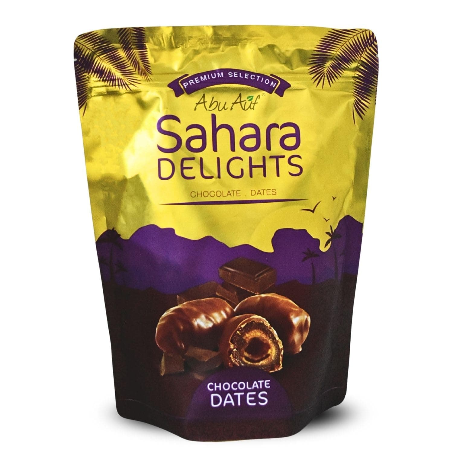 Abu Auf Semi Dry Dates Without Seed Coated With Chocolate Sahara Delights Delicious Finest Natural Tamr Free From Genetically Modified Fresh Kosher Halal (1 Pack = 10.58 oz / 300 gm)
