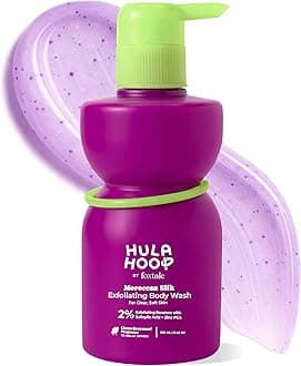 - Hula Hoop Exfoliating Body Wash by Foxtale | 2% Salicylic Acid + Zinc PCA | Reduces Body Acne, Strawberry Legs & Tan | Exfoliates & Moisturizes to Reveal Smooth & Bump-free Skin | 250ml