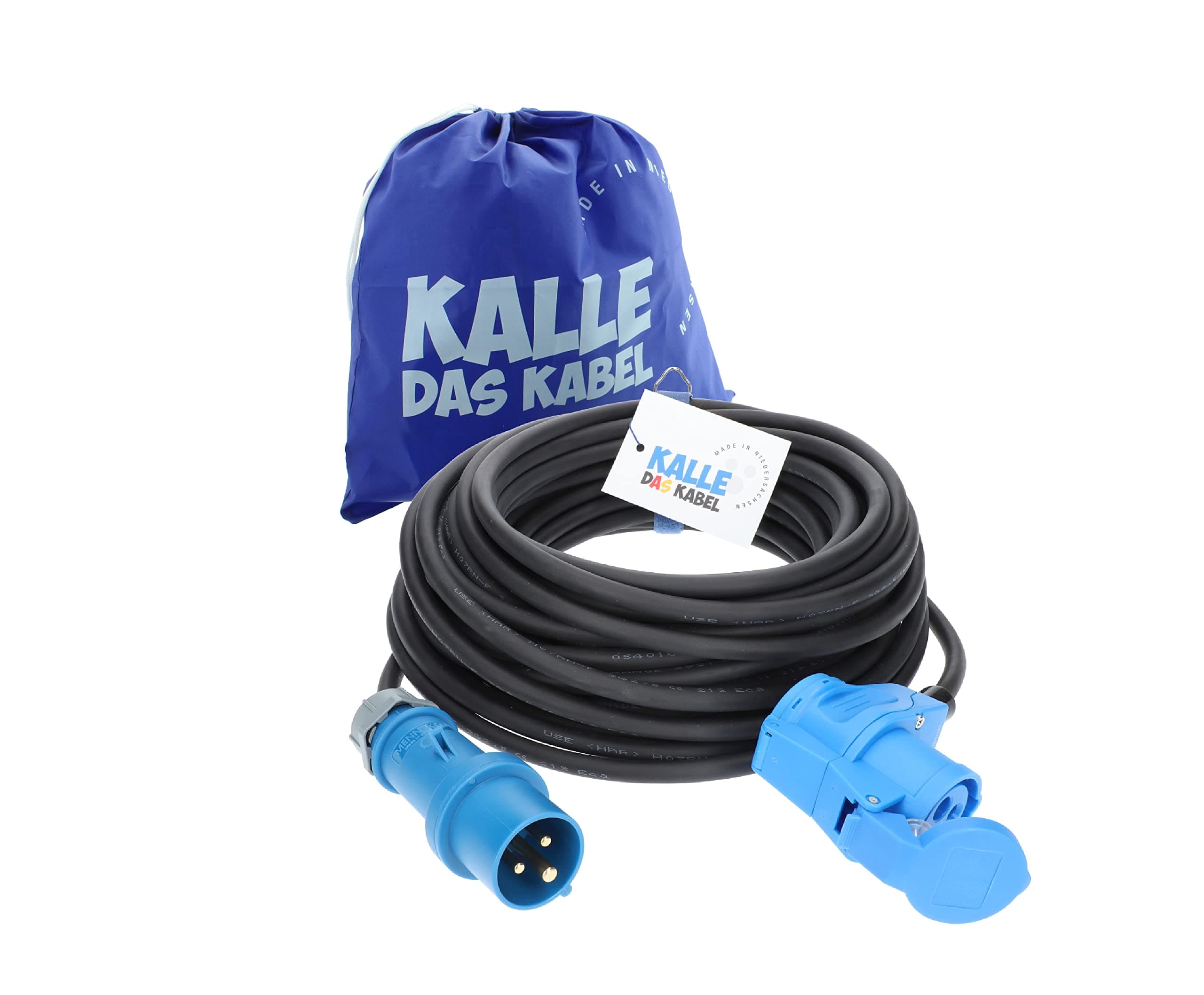 CEE rubber extension cord with right angle connector, 230 V, H07RN-F 3G 2.5 mm² by Kalle, 240V
