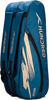 HUNDRED Cosmogear Badminton Kit-bag (Size: Large) | Double Zipper | Bag with Front Zipper Pocket | Material: Polyester| Padded Back Straps | Easy-Carry Handle