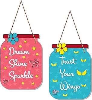 Artvibes Dream Shine Sparkle Quote Decorative Art Wooden Hanger for Living Room
