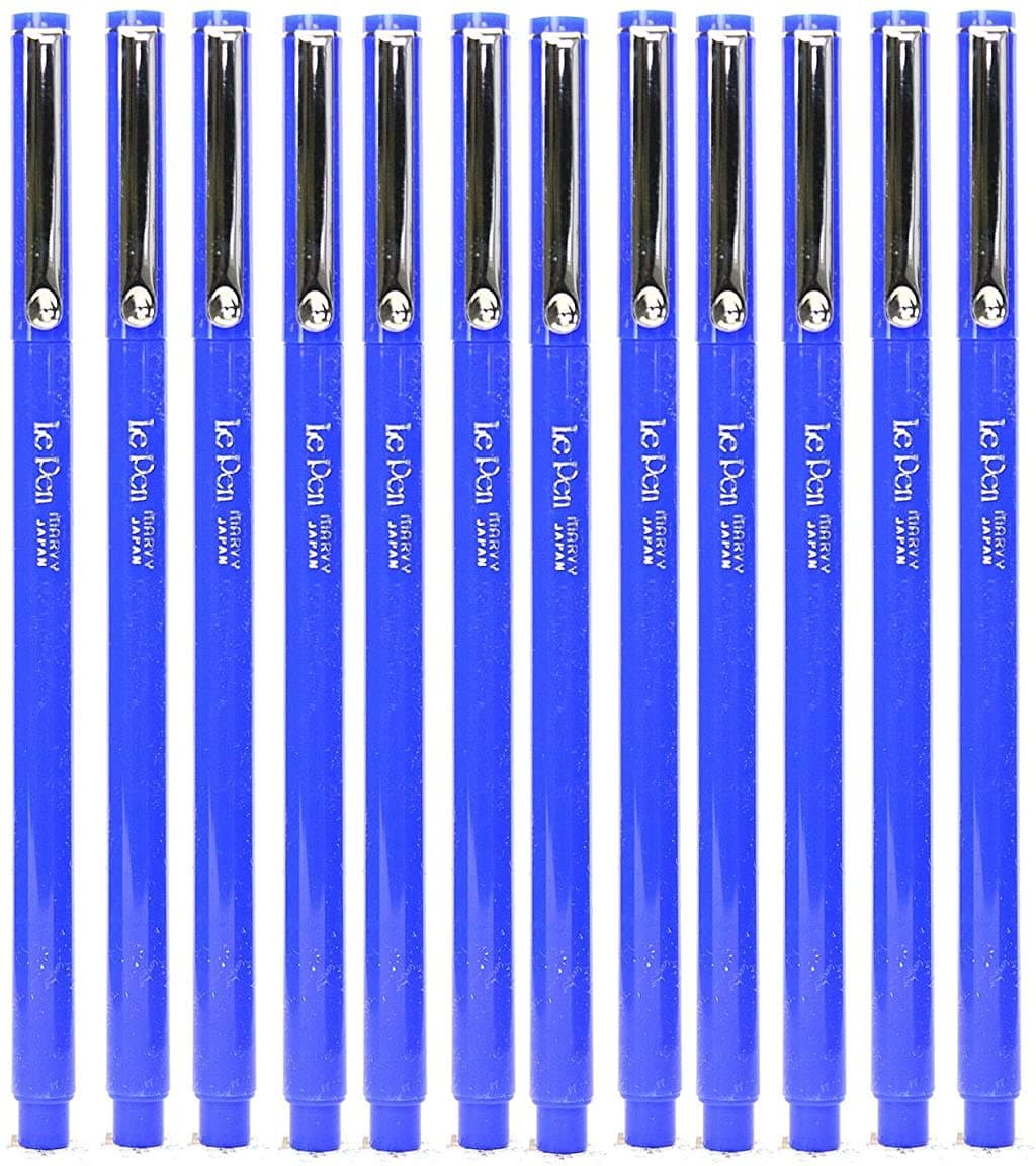 Marvy LE Pen Micro Fine Tip Pens, Blue, Pack of 12