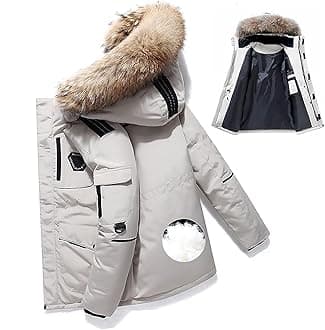Men's Down Jacket Big Goose Autumn And Winter Thickened Coat Canada Style Warm Snow Coat (Color : White, Size : L)