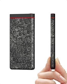 Power Bank Portable Charger Slim Battery Pack, 10000mAh Carbon Fiber USB-C and USB-A, PD Fast Charging for iPhone 15/14/13 iPad Steam Deck Flashlight