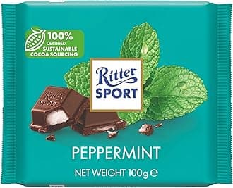 Ritter Sport Peppermint Dark Chocolate Bar, 100g, Chocolate Sharing Bar