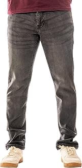 VasegoMen's Denim Jeans Straight Fit - Classic Fit - Basic Denim Mens Jeans Trousers - Black & Blue - Work Clothing - Straight Cut