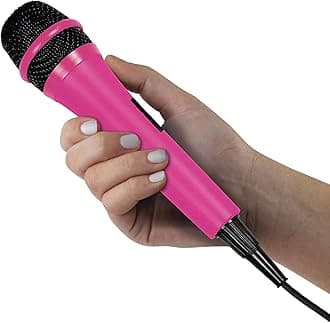 Singing MachineWired Microphone for Karaoke, (Pink) - Unidirectional Dynamic Vocal Microphone - Plug-In Microphone for Karaoke Machine, AMP, & Speaker - Mic for Singing, Public Speaking, & Parties