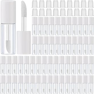 Patelai 100 Pieces Clear Mini Lip Gloss Tube Refillable Empty Lip Balm Gloss Containers Bottles Transparent Mini Lipstick Containers for Women DIY Makeup(White,3ml)