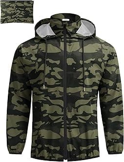 COOFANDY Men's Packable Rain Jacket Lightweight Waterproof Raincoat with Hood Travel Hiking Golf Windbreaker
