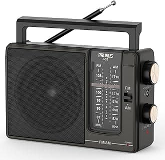 J03 AM FM Radio Portable Plug in Wall or AA Battery Operated for Home/Outdoor, Large Speaker Excellent Sound, Excellent Reception 19.5 ant,Large Tuning Knobs,Gifts for Seniors,No,Internet Radio