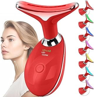 Red-Light-Therapy-for-Face and Neck, Face 𝖲 culpting Wand Facial Massager with 7 Color (Red)