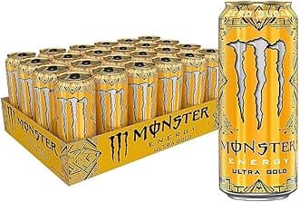 Monsters Energy Drink Ultra Gold, Zero Sugar Energy Drink, Each 500ml X Pack of 6 Cans (From UK)