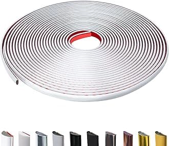 Peel and Stick Trim, Shiny White D-Shape Flexible and Self Adhesive Trim, 9.8 Ft Waterproof Molding Trim for Walls, Edges & Borders, Window Frames, Backsplash