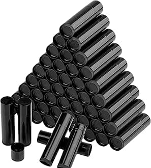 50 Empty Lipstick Tubes, Reusable Plastic Containers Refillable with Cap for DIY Lip Balm (Black, 5g)