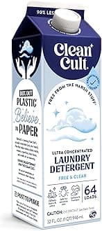 Ultra Concentrated Liquid Laundry Detergent Soap, 64 loads (32 oz), 90% Less Plastic, No Harsh Chemicals, Free & Clear, Defeats Stains & Odors, Eco-friendly, HE/Standard Compatible