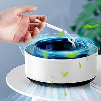 2 in 1 Air Purifier Ashtray Multifunctional Smokeless with Filter,Ashtrays for Cigarettes for Home Indoor Car Office(White)