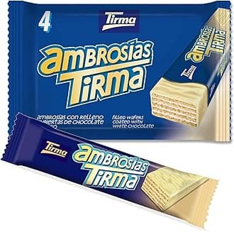 Tirma White Chocolate Ambrosias | White Chocolate Wafers | Cream Filled Wafers Covered with White Chocolate | White Chocolate Bars | 4 pcs | 86 g