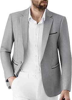 Mens Blazer 1 Button Casual Slim Fit Blazer Jacket Business Lightweight Suit Jackets Wedding Tuxedo