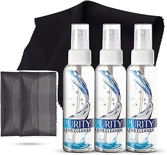 Purity Eyeglass Lens Cleaner Kit - 3 x 1oz Travel Size Lens Cleaner Spray Bottle + 2 Microfiber Cleaning Cloths - Safe for All Lenses (AR Coated Included), Eyeglasses and Screens - Clear